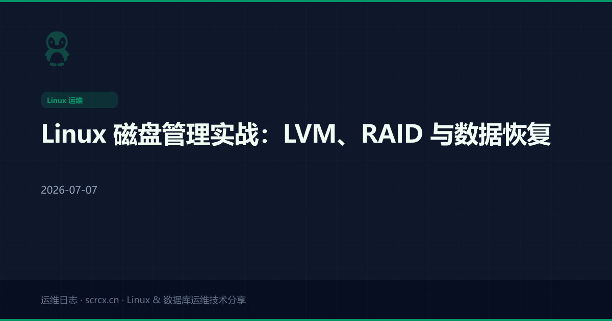 Linux 磁盘管理实战：LVM、RAID 与数据恢复